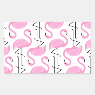 Girly Eenvoudig Modern Roze Flamingo patroon Rechthoekige Sticker
