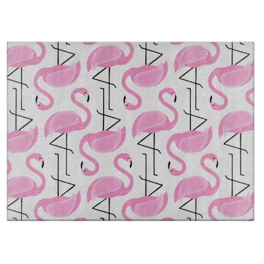 Girly Eenvoudig Modern Roze Flamingo patroon Snijplank (Voorkant)