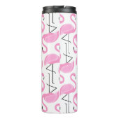Girly Eenvoudig Modern Roze Flamingo patroon Thermosbeker (Achterkant)