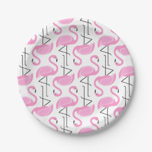 Girly Eenvoudig Modern Tropisch Roze Flamingo patr Papieren Bordje