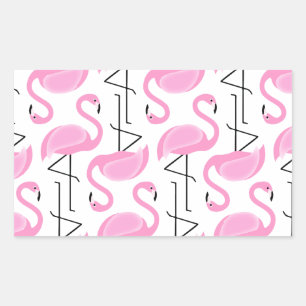 Girly Eenvoudig Modern Tropisch Roze Flamingo patr Rechthoekige Sticker