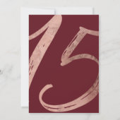 Girly Eenvoudige Bourgogne Roos Goudfolie Quinceañ Kaart (Achterkant)