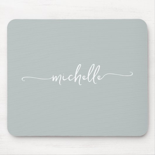 Girly Eenvoudige Sage Groene Aangepaste Monogram N Muismat (Voorkant)