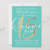 Girly Eenvoudige Turquoise Groene Gouden Folie Qui Kaart (Voorkant)