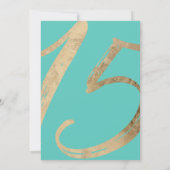 Girly Eenvoudige Turquoise Groene Gouden Folie Qui Kaart (Achterkant)