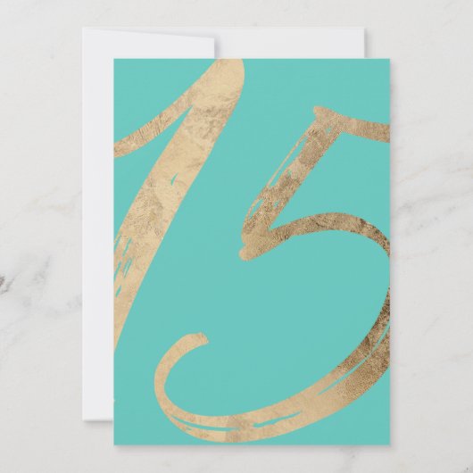 Girly Eenvoudige Turquoise Groene Gouden Folie Qui Kaart (Achterkant)