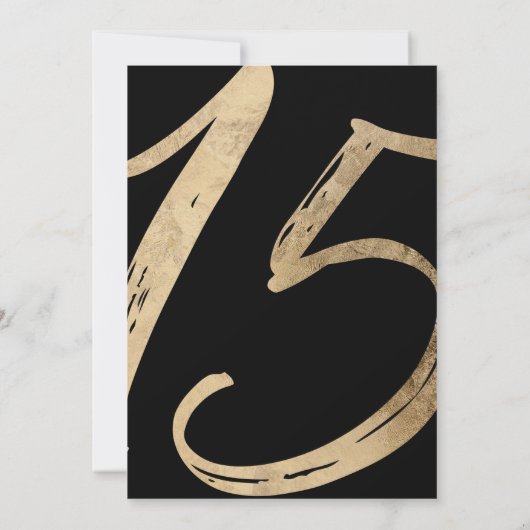 Girly Eenvoudige Zwart en Wit Gouden Folie Quincea Kaart (Achterkant)