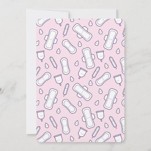 Girly Eerste Periode Roze Leuke Menstruele Pad Par Kaart (Achterkant)