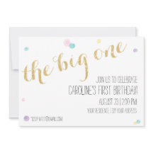 Girly eerste verjaardagsuitnodiging - Glitter Gold