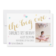 Girly eerste verjaardagsuitnodiging - Glitter Gold