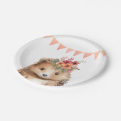 Girly egel, kinderen jarig papieren bordje (Gekanteld)