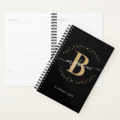 Girly Elegant Black Gold Name Monogrammed Planner (Display)