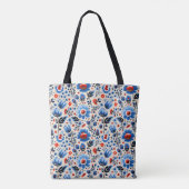 Girly Elegant Blauw Wildflowers Stijlvol Custom Tote Bag (Achterkant)