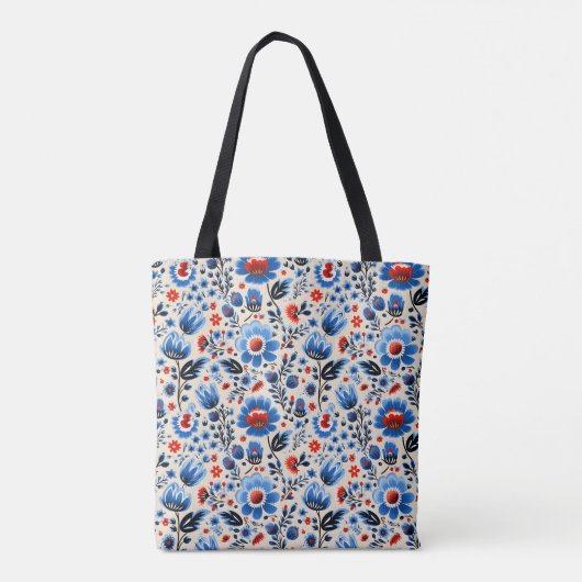 Girly Elegant Blauw Wildflowers Stijlvol Custom Tote Bag (Achterkant)