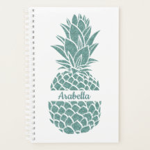 Girly Elegant Blauwgroen Glitter Ananas Naam
