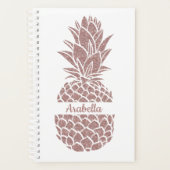 Girly Elegant Blush Pink Glitter Ananas Naam Planner (Voorkant)
