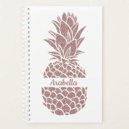 Girly Elegant Blush Pink Glitter Ananas Naam Planner