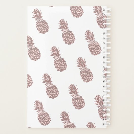 Girly Elegant Blush Pink Glitter Ananas Naam Planner (Achterkant)