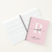 Girly Elegant Blush Roze Chique Script Monogram Na Notitieboek (Binnen)