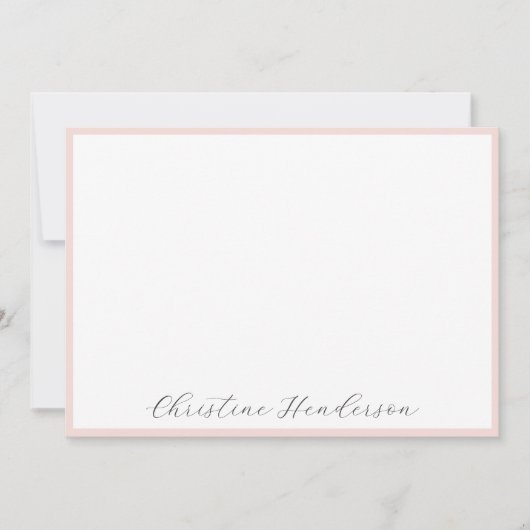 Girly Elegant Blush Roze Stationery Flat Notitiekaartje (Voorkant)