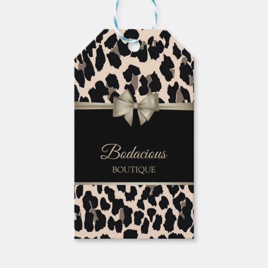 Girly Elegant, Bow, Leopard Print, Dress Price Lab Cadeaulabel (Voorkant)