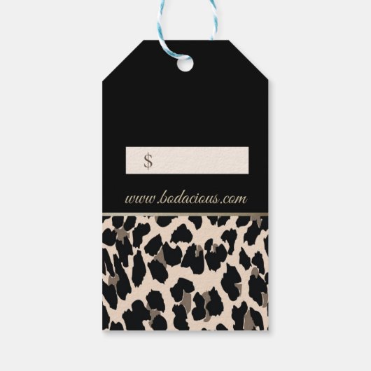 Girly Elegant, Bow, Leopard Print, Dress Price Lab Cadeaulabel (Achterkant)