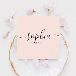 Girly Elegant Calligraphy Blush Pink Vierkante Visitekaartje