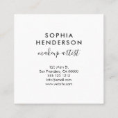 Girly Elegant Calligraphy Minimal White Vierkante Visitekaartje (Achterkant)