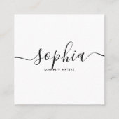 Girly Elegant Calligraphy Minimal White Vierkante Visitekaartje (Voorkant)