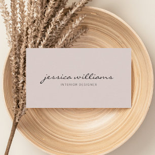 Girly Elegant Calligraphy Professional Beige Visitekaartje