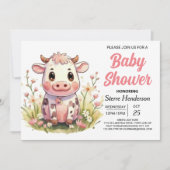 Girly Elegant Enchanted Koe Baby Showe Kaart (Voorkant)