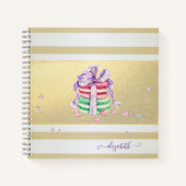 Girly Elegant Gold Stripes Macarons Notitieboek (Voorkant)
