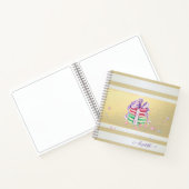 Girly Elegant Gold Stripes Macarons Notitieboek (Binnen)