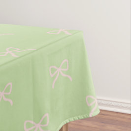 Girly Elegant Green & Pink Bow Pattern Spring Tafelkleed