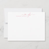 Girly Elegant Heart Script 2 Monogram Blush Pink Notitiekaartje (Voorkant)