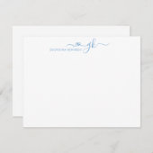 Girly Elegant Heart Script 2 Monogram Dusty Blue Notitiekaartje (Voorkant / Achterkant)