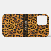 Girly Elegant Jaguar Skin Print Name Persoonlijk Case-Mate iPhone Case (Achterkant (horizontaal))