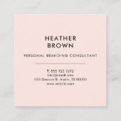Girly Elegant Logo Professional Blush Pink Vierkante Visitekaartje (Achterkant)