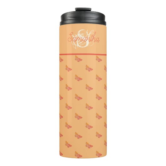 Girly Elegant Moderne Typografie Sjabloon Monogram Thermosbeker (Voorkant)