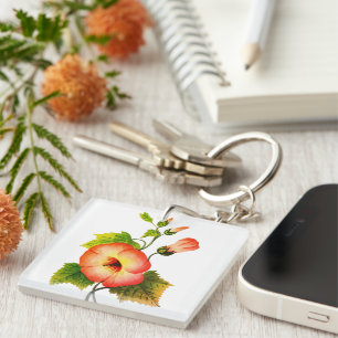 Girly Elegant oranje floral Sleutelhanger