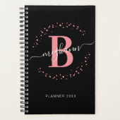 Girly Elegant Pink Black Name Monogrammed 2023 Planner (Voorkant)