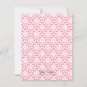 Girly Elegant Pink Damask Wrap Bow Birthday Party Kaart (Achterkant)
