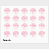 Girly Elegant Pink Damask Wrap Bow Personalized Ronde Sticker (Vel)