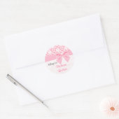 Girly Elegant Pink Damask Wrap Bow Personalized Ronde Sticker (Envelop)