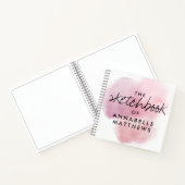 Girly Elegant Pink Waterverf Monogram Sketchbook Notitieboek (Binnen)