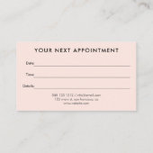 Girly Elegant Professioneel Blush Roze Afsprakenkaartje (Achterkant)