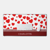 Girly Elegant Red Heart Aangepaste naam Bureaumat (Keyboard & Muis)
