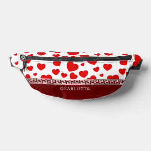 Girly Elegant Red Heart Aangepaste naam Heuptasje