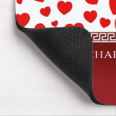 Girly Elegant Red Heart Aangepaste naam Muismat (Hoek)