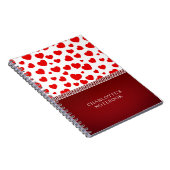 Girly Elegant Red Heart Aangepaste naam Notitieboek (Rechterzijde)